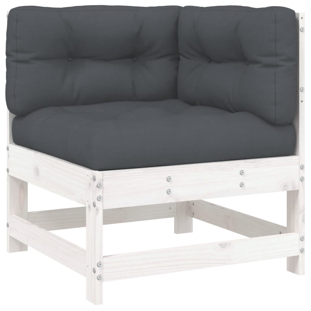 Loungeset Met Kussens Massief Hout Wit Wit grenenhout