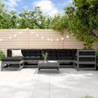 -Delige Loungeset Met Kussens Massief Hout Grijs Grijs grenenhout