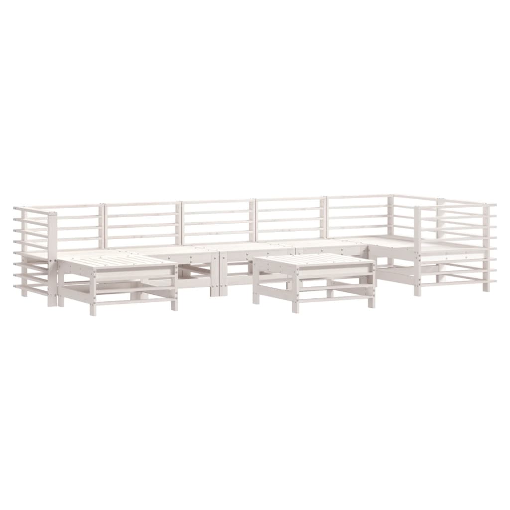 -Delige Loungeset Met Kussens Massief Hout Wit Wit grenenhout