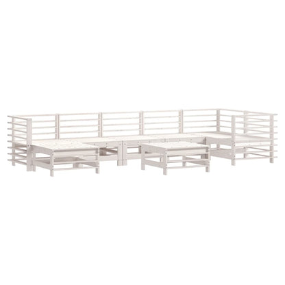 -Delige Loungeset Met Kussens Massief Hout Wit Wit grenenhout
