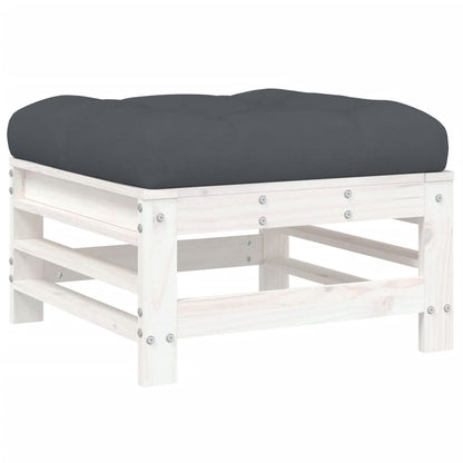 -Delige Loungeset Met Kussens Massief Hout Wit Wit grenenhout
