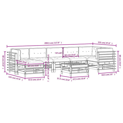 -Delige Loungeset Met Kussens Massief Hout Wit Wit grenenhout