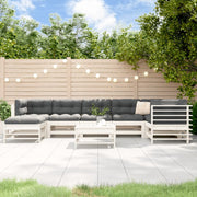 Loungeset 8-delig massief hout wit