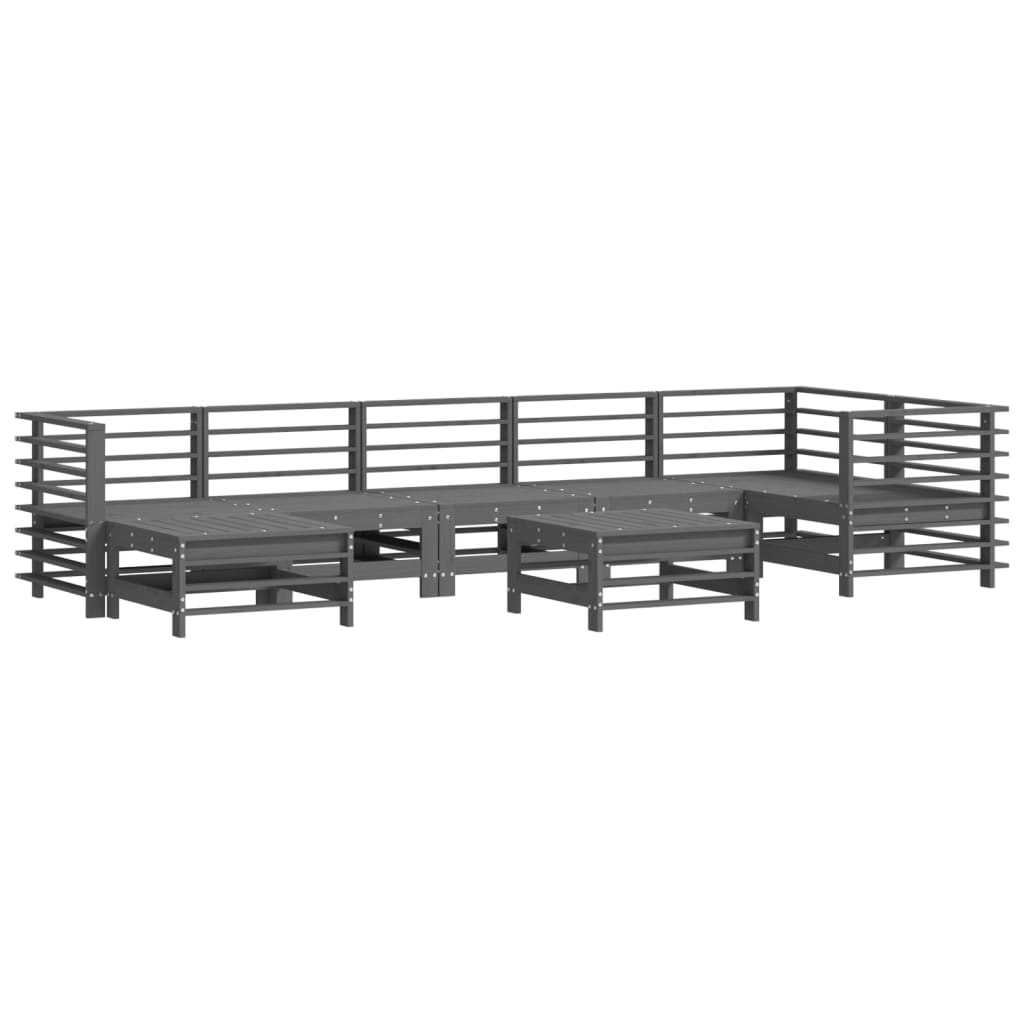 -Delige Loungeset Met Kussens Massief Hout Grijs Grijs grenenhout