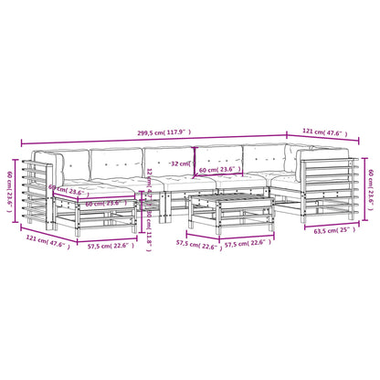 -Delige Loungeset Met Kussens Massief Hout Grijs Grijs grenenhout