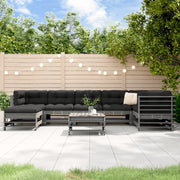 Loungeset 8-delig massief grenenhout grijs