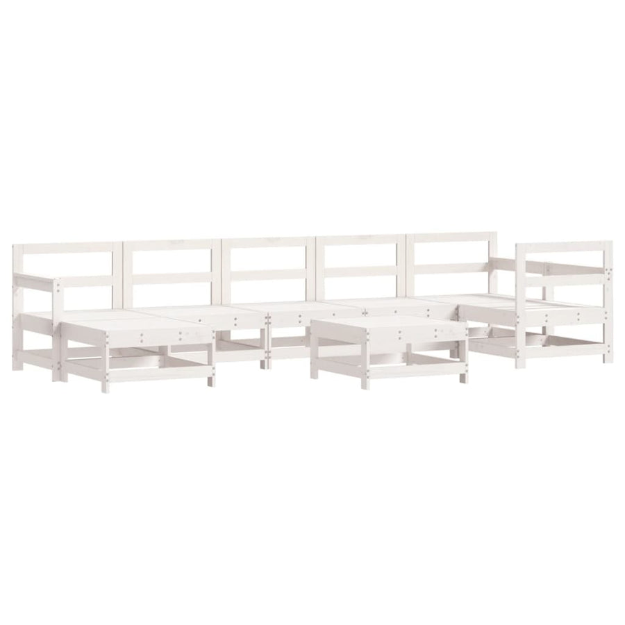 -Delige Loungeset Met Kussens Massief Hout Wit Wit grenenhout