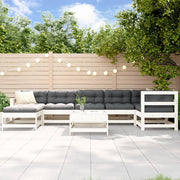 Loungeset 8-delig massief hout wit met kussens