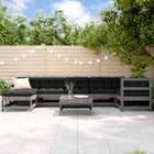 -Delige Loungeset Met Kussens Massief Hout Grijs Grijs grenenhout