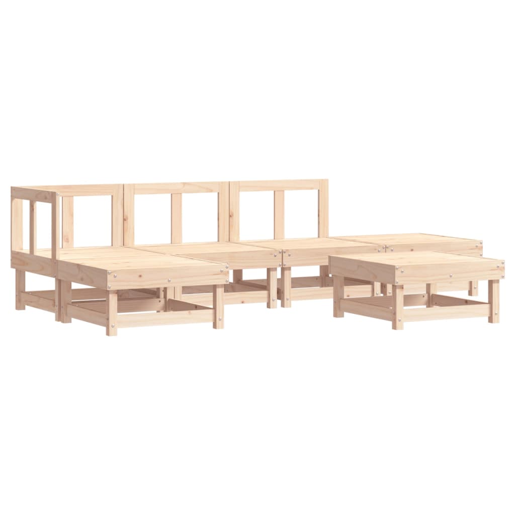 -Delige Loungeset Met Kussens Massief Hout Natuurlijk grenenhout