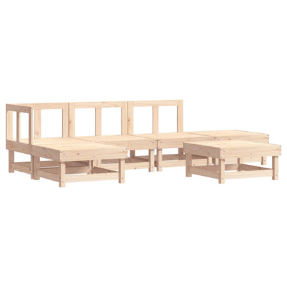 -Delige Loungeset Met Kussens Massief Hout Natuurlijk grenenhout