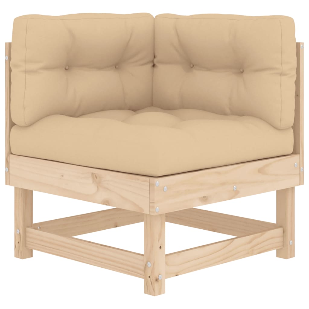 -Delige Loungeset Met Kussens Massief Hout Natuurlijk grenenhout