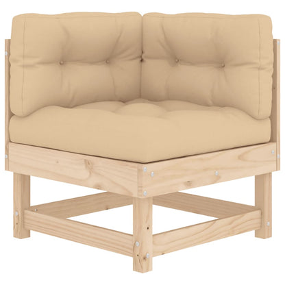-Delige Loungeset Met Kussens Massief Hout Natuurlijk grenenhout