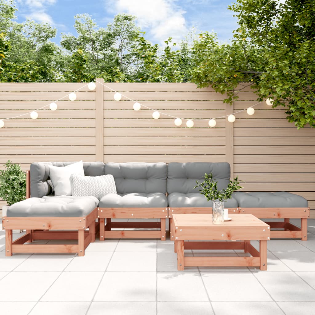 -Delige Loungeset Met Kussens Massief Douglashout Natuurlijk douglashout