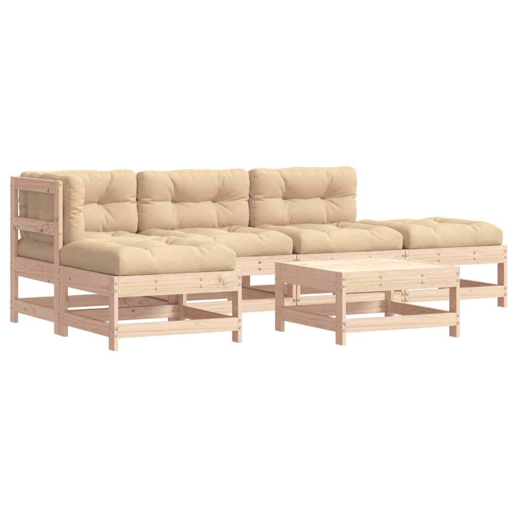 Loungeset Met Kussens Massief Hout Natuurlijk grenenhout