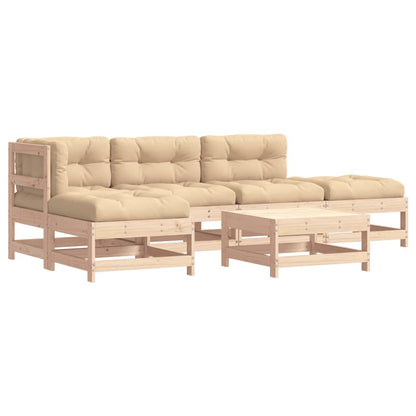 Loungeset Met Kussens Massief Hout Natuurlijk grenenhout