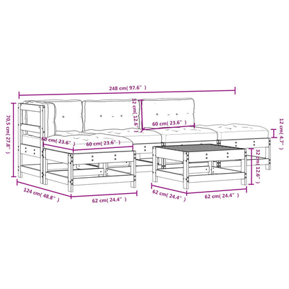 Loungeset Met Kussens Massief Hout Natuurlijk grenenhout