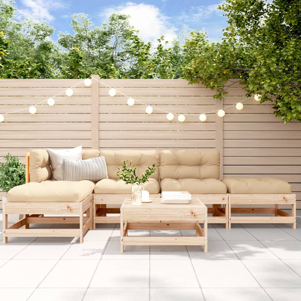 Loungeset Met Kussens Massief Hout Natuurlijk grenenhout