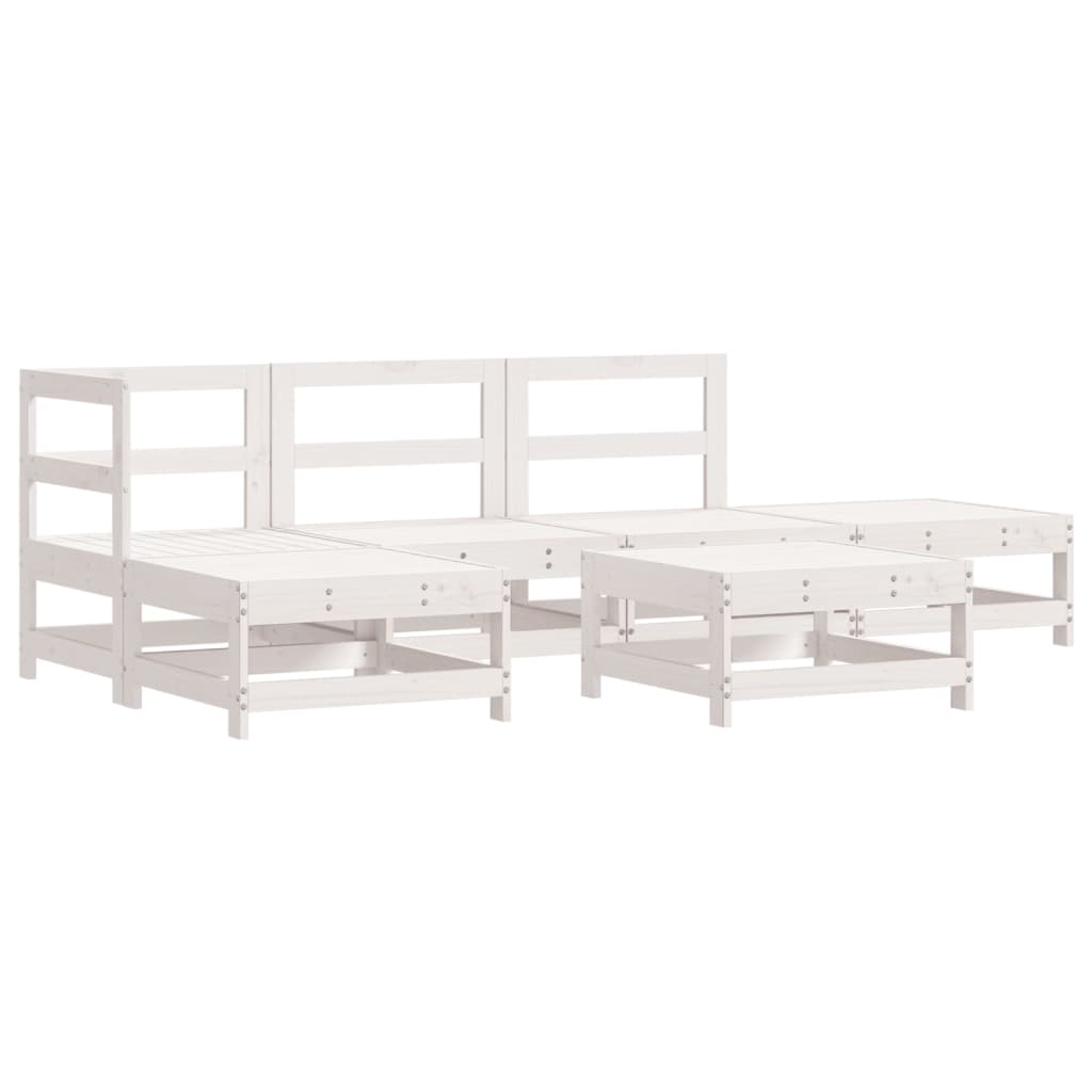 Loungeset Met Kussens Massief Hout Wit Wit grenenhout