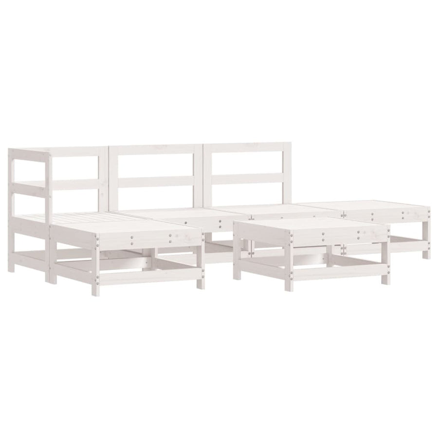 Loungeset Met Kussens Massief Hout Wit Wit grenenhout