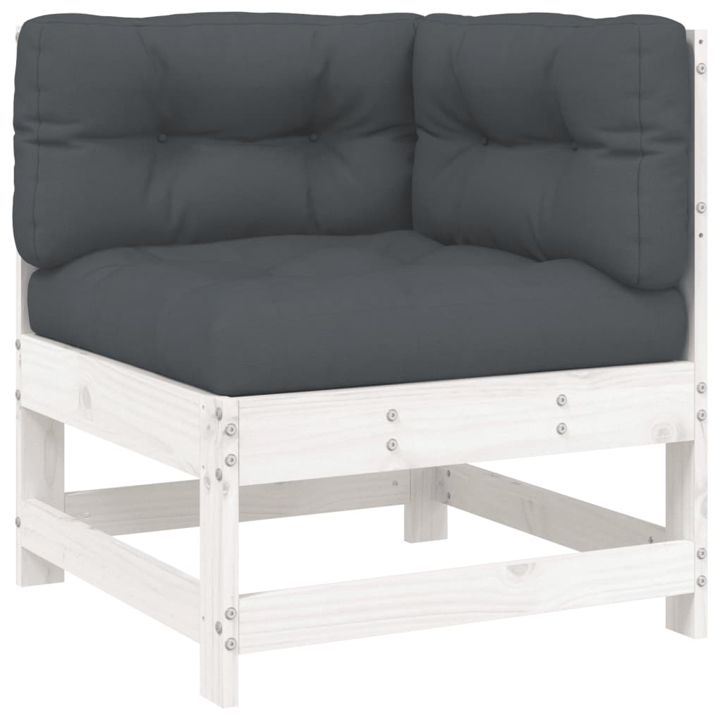 Loungeset Met Kussens Massief Hout Wit Wit grenenhout