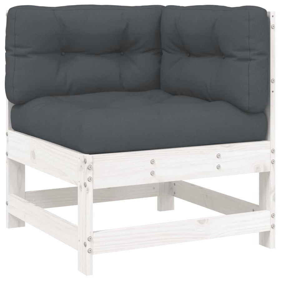 Loungeset Met Kussens Massief Hout Wit Wit grenenhout