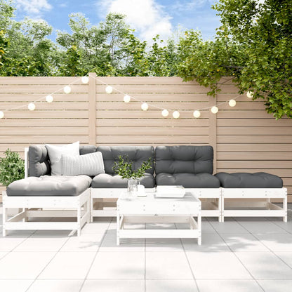Loungeset Met Kussens Massief Hout Wit Wit grenenhout