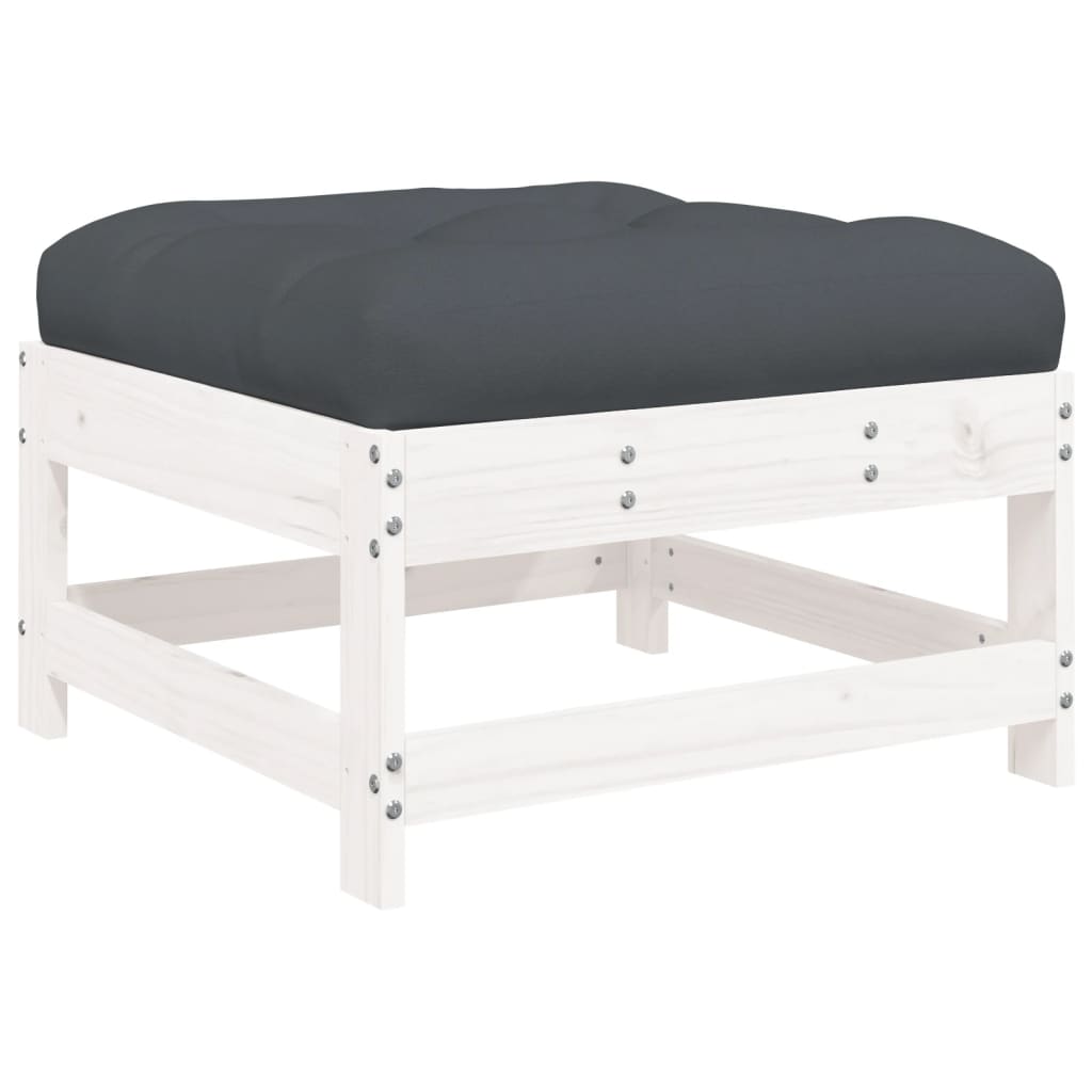 -Delige Loungeset Met Kussens Massief Hout Wit Wit grenenhout
