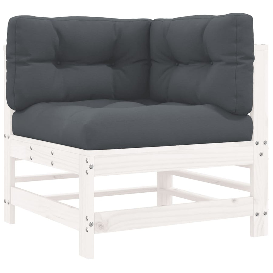 -Delige Loungeset Met Kussens Massief Hout Wit Wit grenenhout