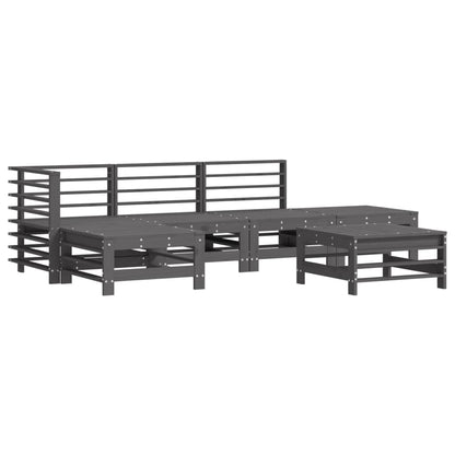 -Delige Loungeset Met Kussens Massief Hout Grijs Grijs grenenhout