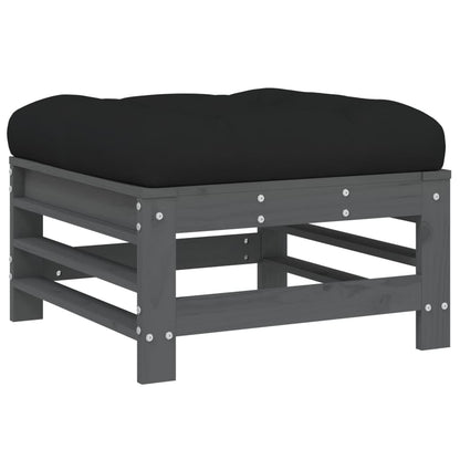 -Delige Loungeset Met Kussens Massief Hout Grijs Grijs grenenhout