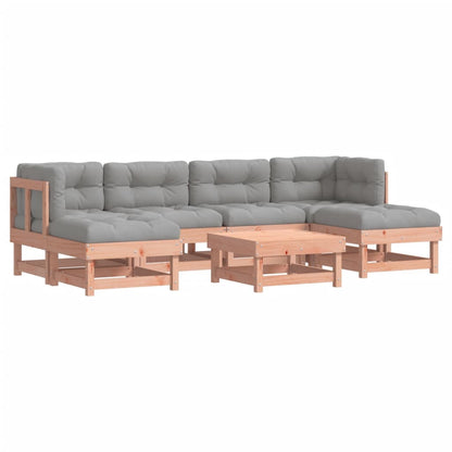 -Delige Loungeset Met Kussens Massief Douglashout Natuurlijk douglashout