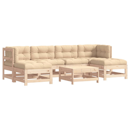 Loungeset Met Kussens Massief Teak Natuurlijk grenenhout