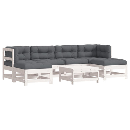 Loungeset Met Kussens Massief Hout Wit Wit grenenhout