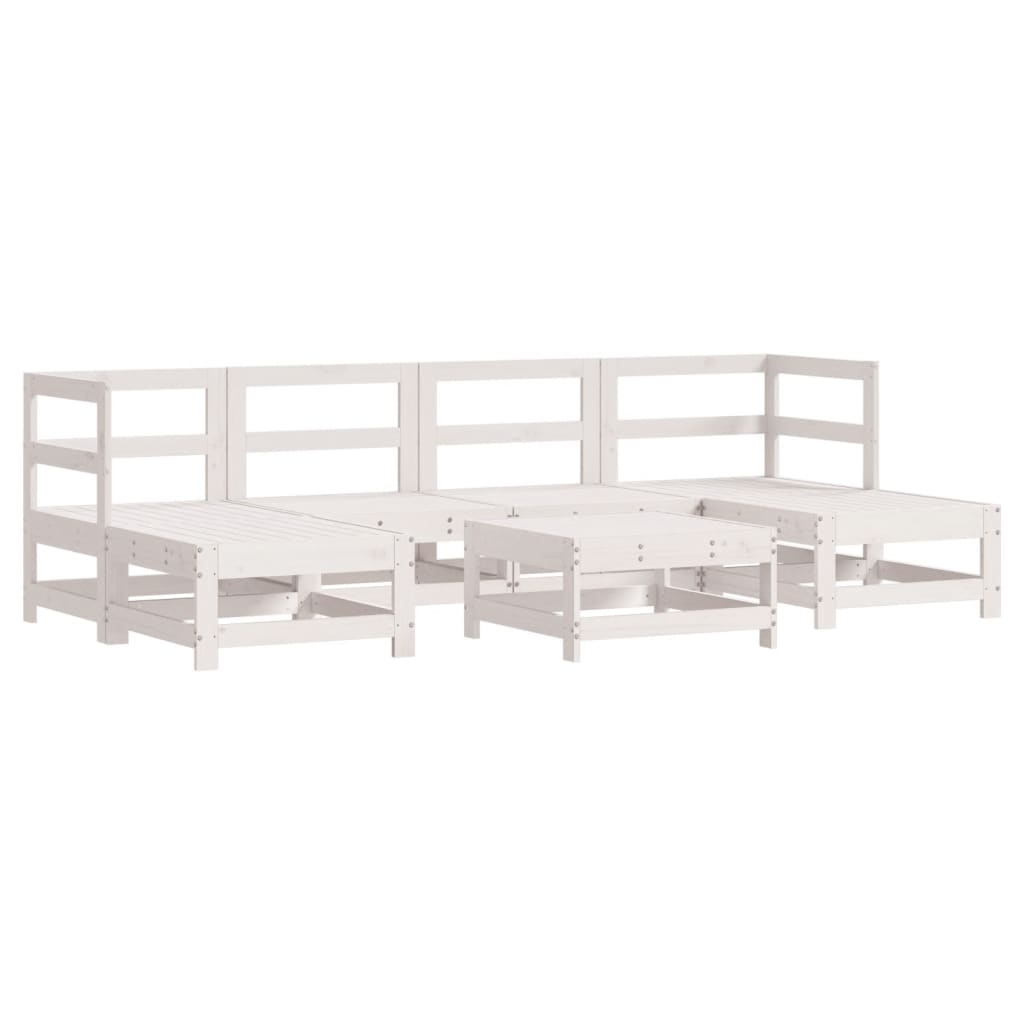 Loungeset Met Kussens Massief Hout Wit Wit grenenhout