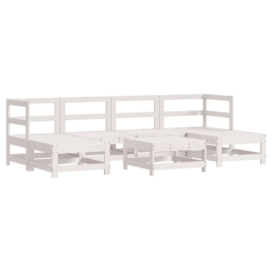 Loungeset Met Kussens Massief Hout Wit Wit grenenhout