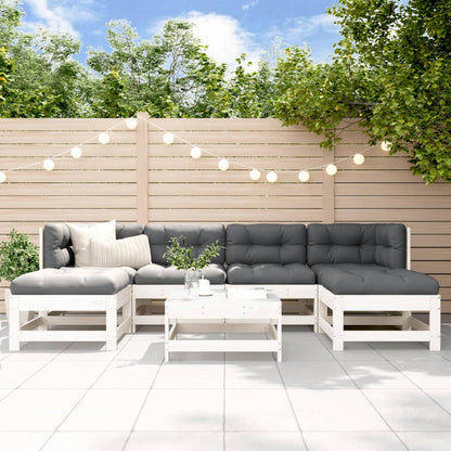 Loungeset Met Kussens Massief Hout Wit Wit grenenhout