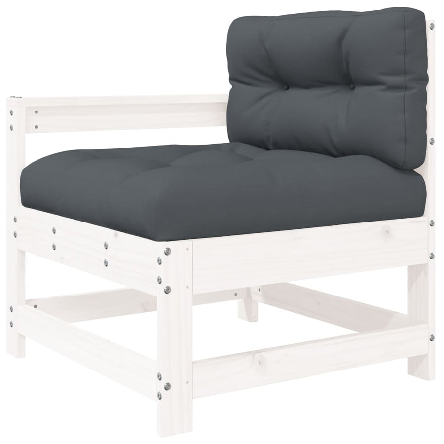 -Delige Loungeset Met Kussens Massief Hout Wit Wit grenenhout