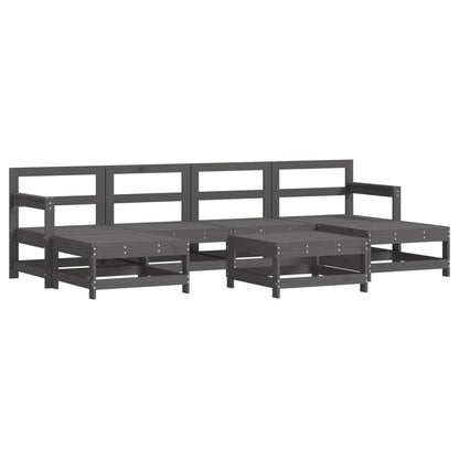 -Delige Loungeset Met Kussens Massief Hout Grijs Grijs grenenhout