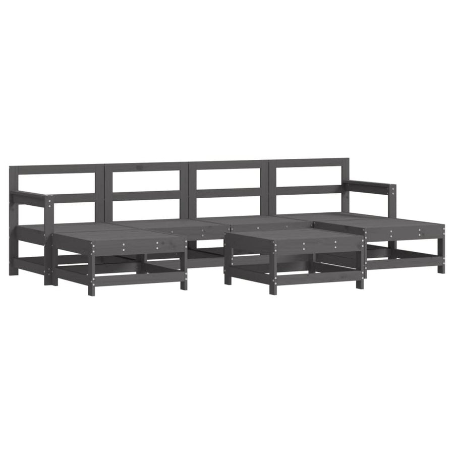-Delige Loungeset Met Kussens Massief Hout Grijs Grijs grenenhout