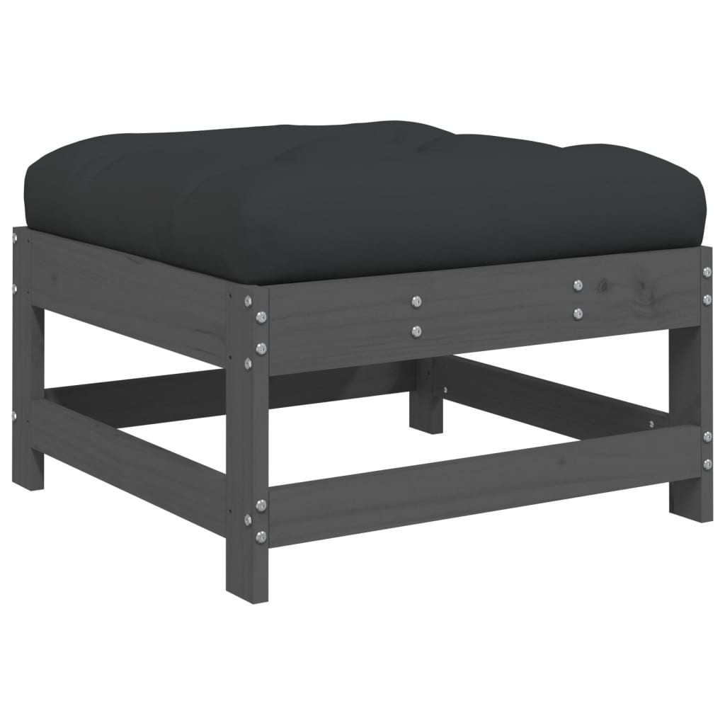 -Delige Loungeset Met Kussens Massief Hout Grijs Grijs grenenhout