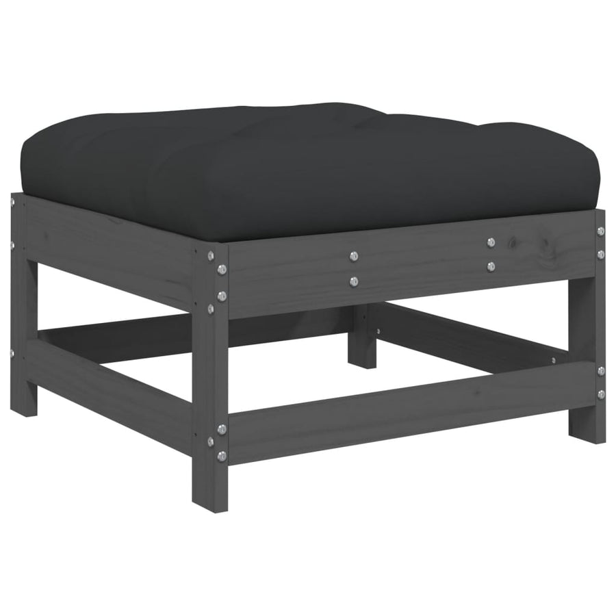 -Delige Loungeset Met Kussens Massief Hout Grijs Grijs grenenhout