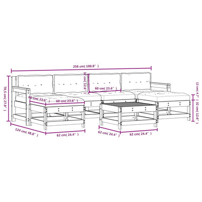 -Delige Loungeset Met Kussens Massief Hout Grijs Grijs grenenhout