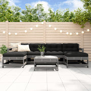 Loungeset 7-delig massief grenenhout grijs