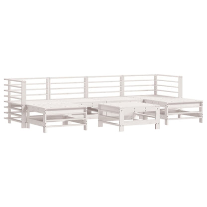 -Delige Loungeset Met Kussens Massief Hout Wit Wit grenenhout