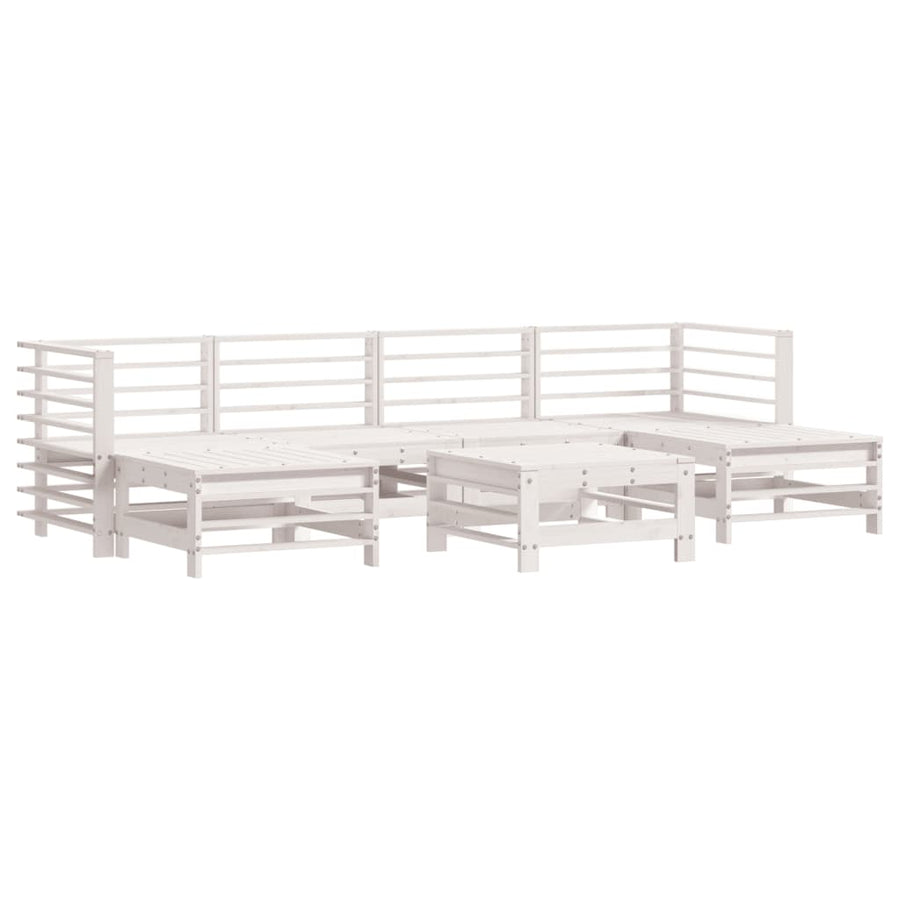 -Delige Loungeset Met Kussens Massief Hout Wit Wit grenenhout