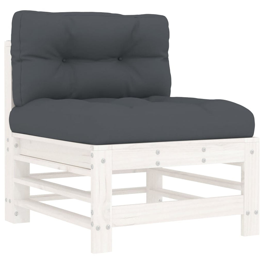 -Delige Loungeset Met Kussens Massief Hout Wit Wit grenenhout