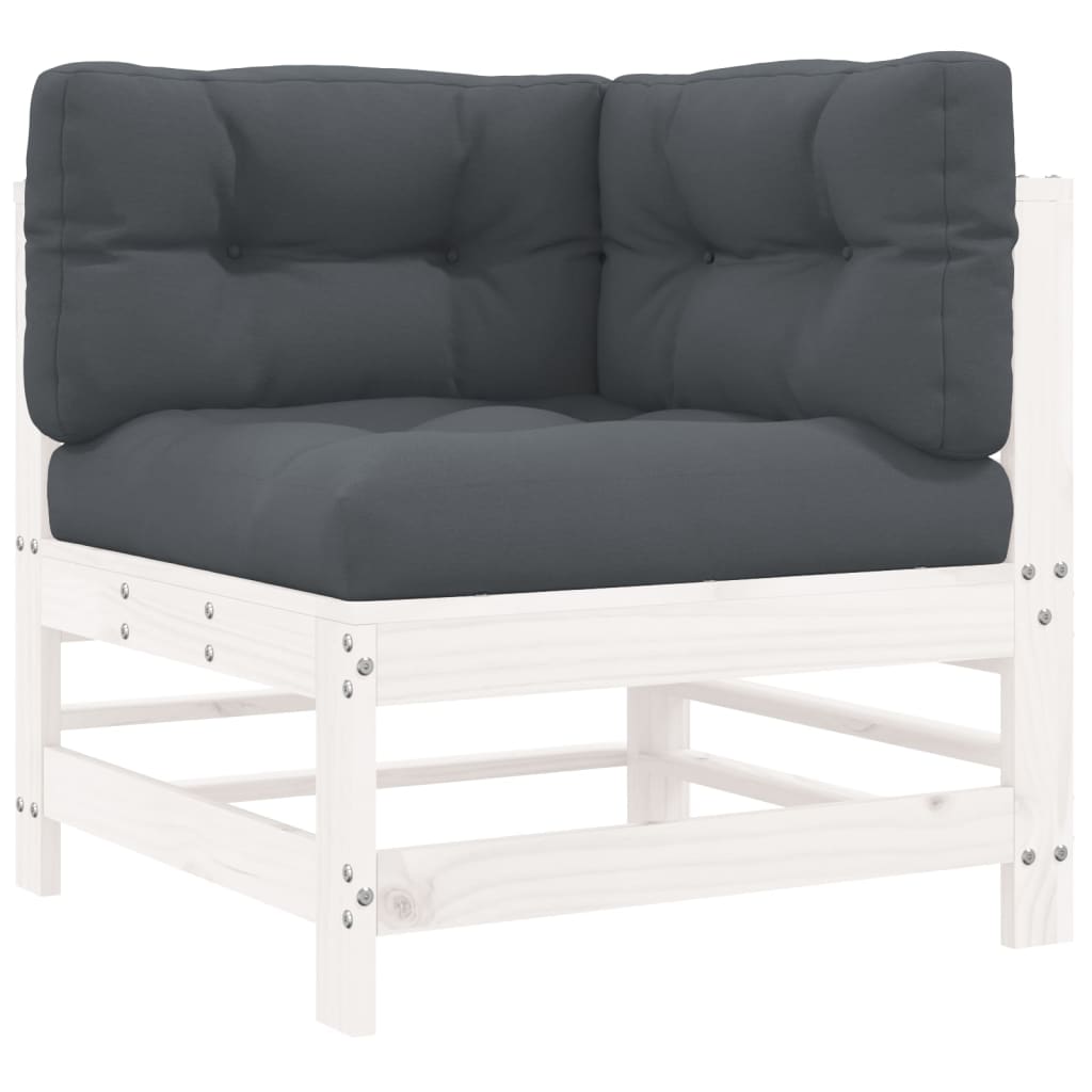 -Delige Loungeset Met Kussens Massief Hout Wit Wit grenenhout