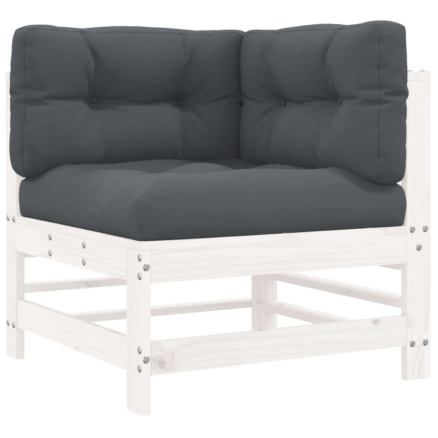-Delige Loungeset Met Kussens Massief Hout Wit Wit grenenhout