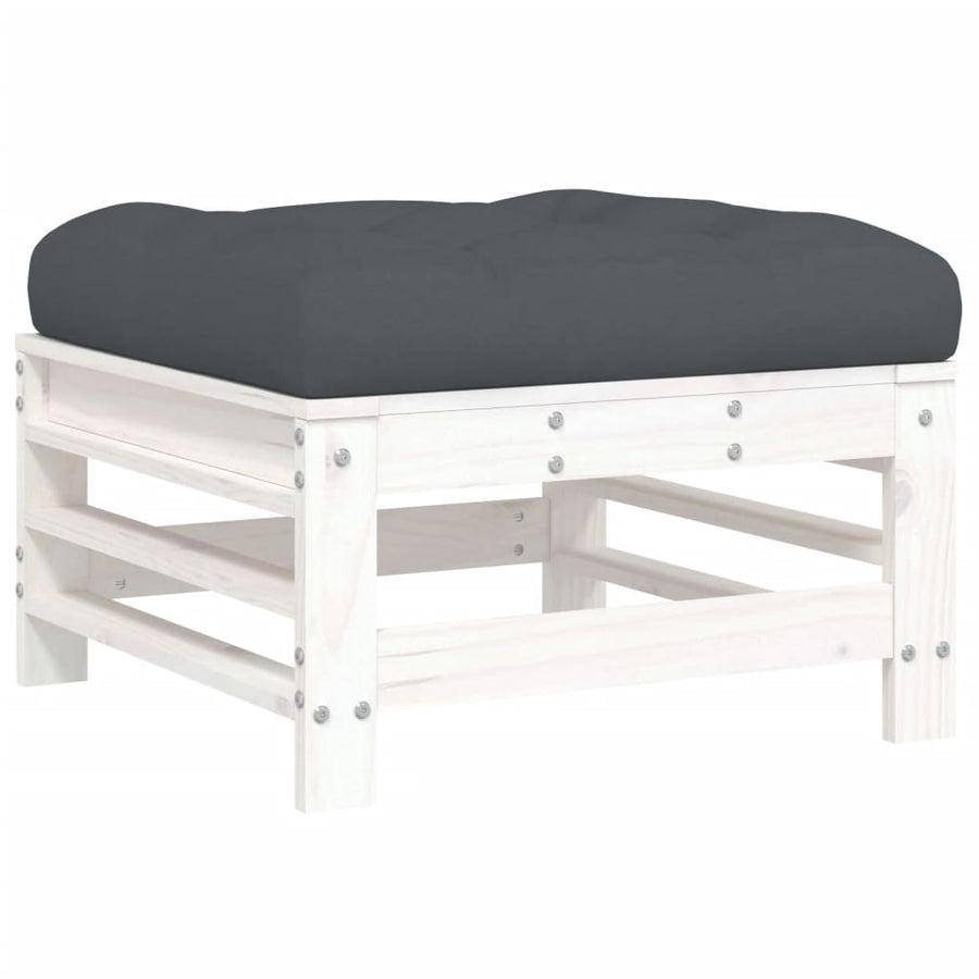 -Delige Loungeset Met Kussens Massief Hout Wit Wit grenenhout